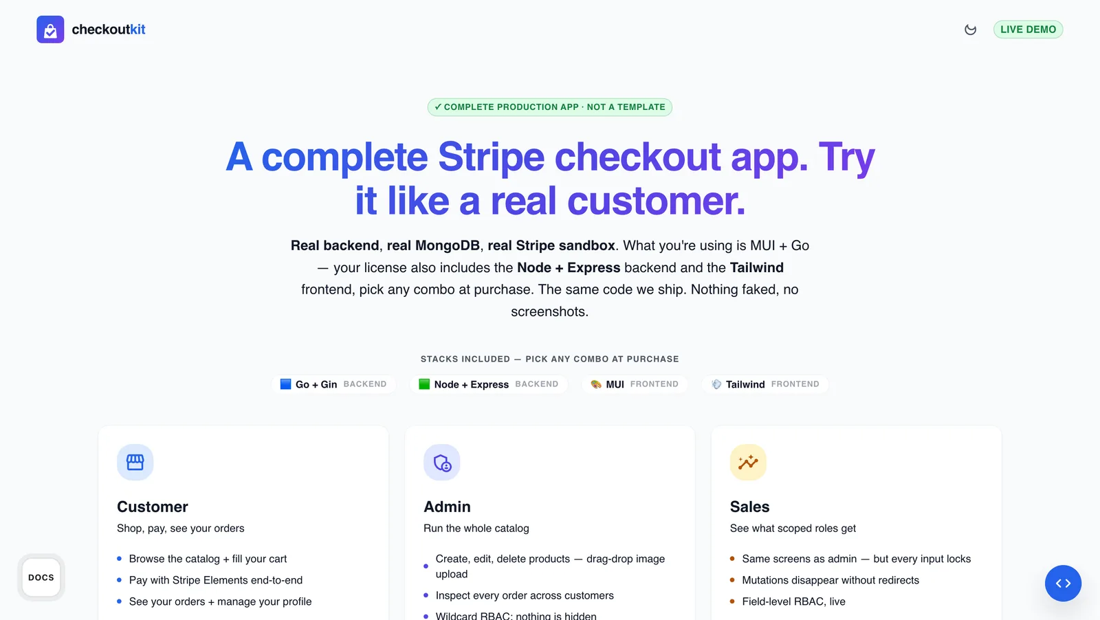 Checkout Kit — the live app